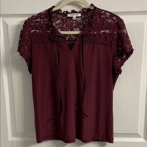 Uncommon Job Burgundy Lace Blouse